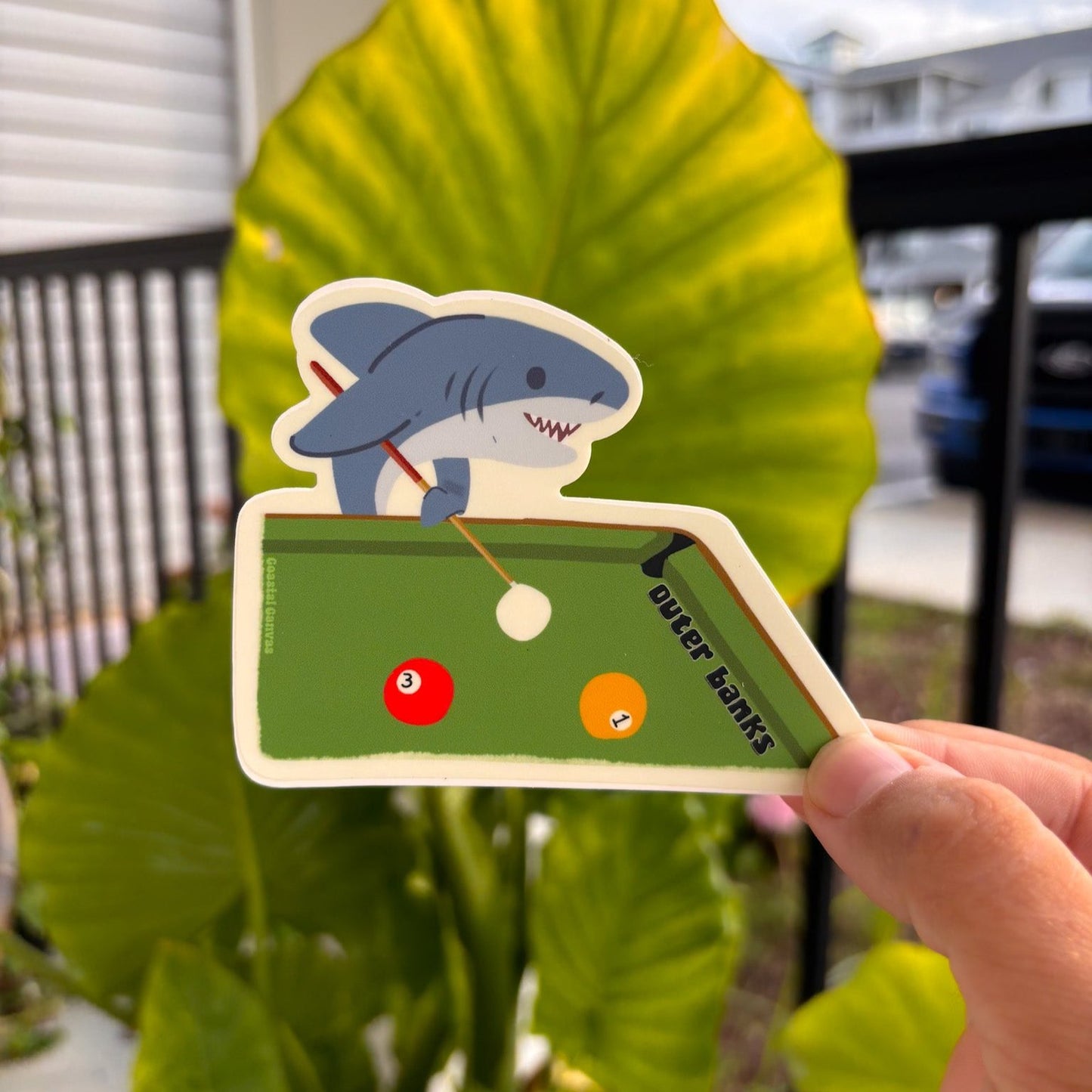 Shark Playing Pool Sticker