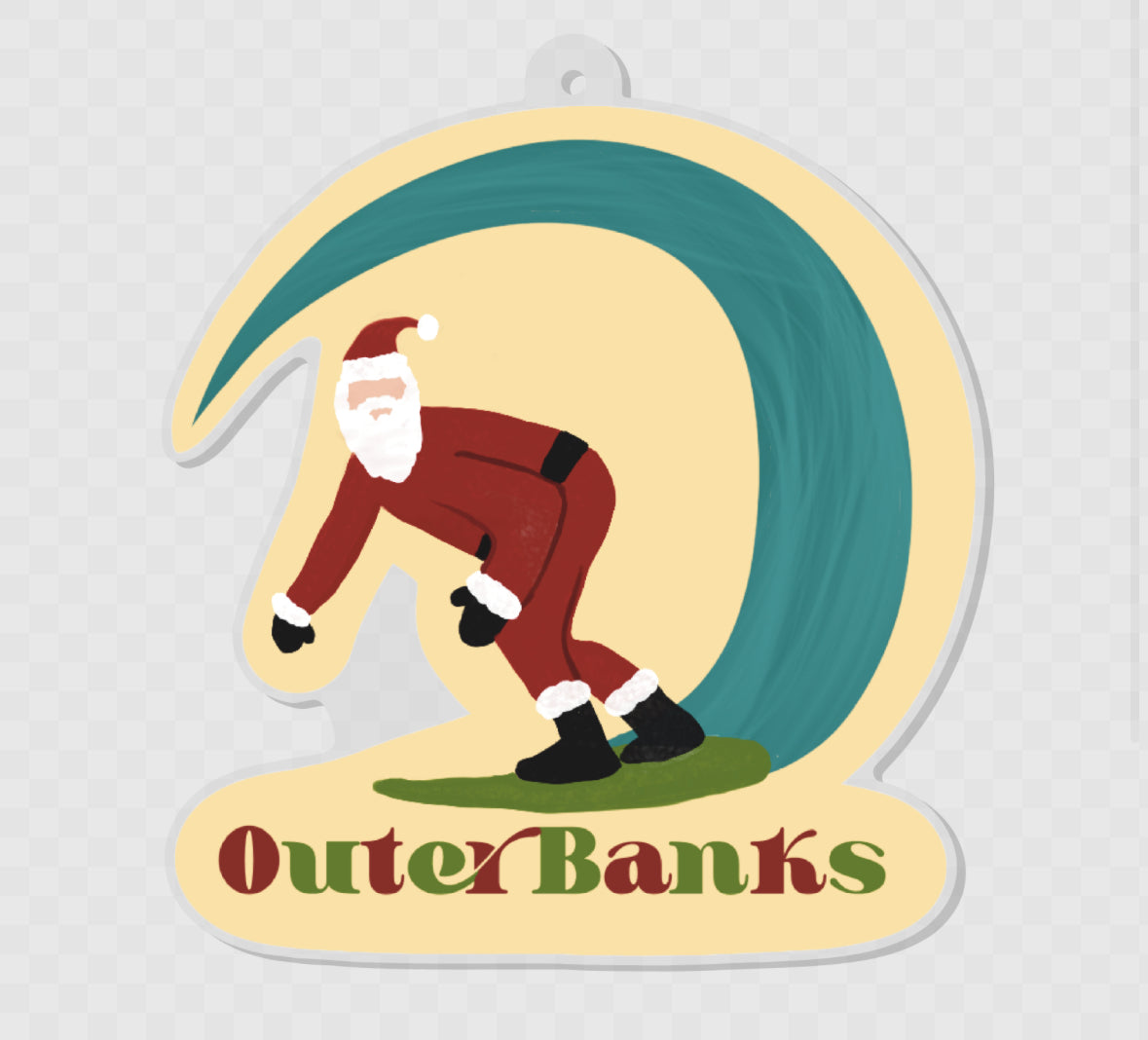 Santa Surfer OBX Ornament