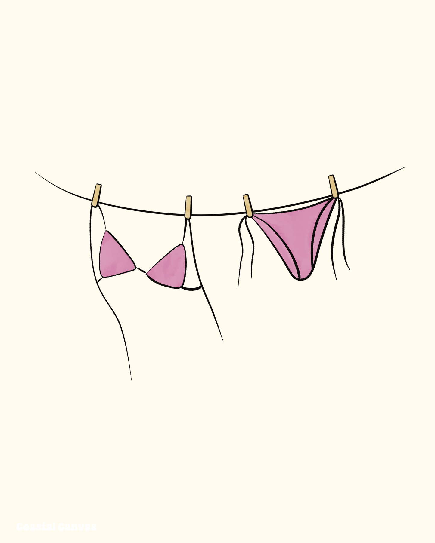 Bikini Clothes Line Poster Print