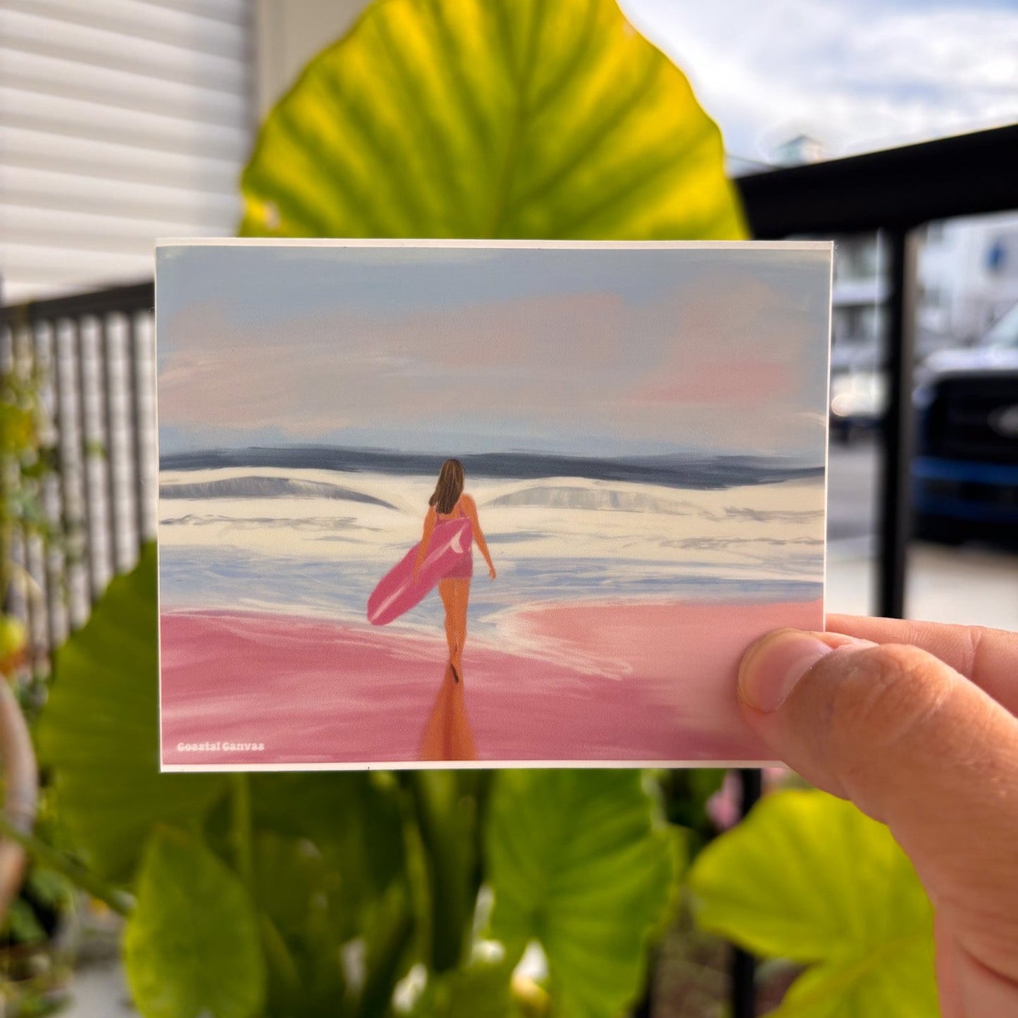 Surfer Girl Painting Sticker